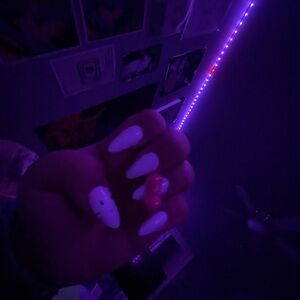 White and Pink hello kitty nails